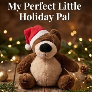 Russ Berrie 90s Original Sample Christmas Teddy Bear Brown Plush 7 inch